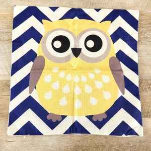 Yellow Blue Owl Pillow Case